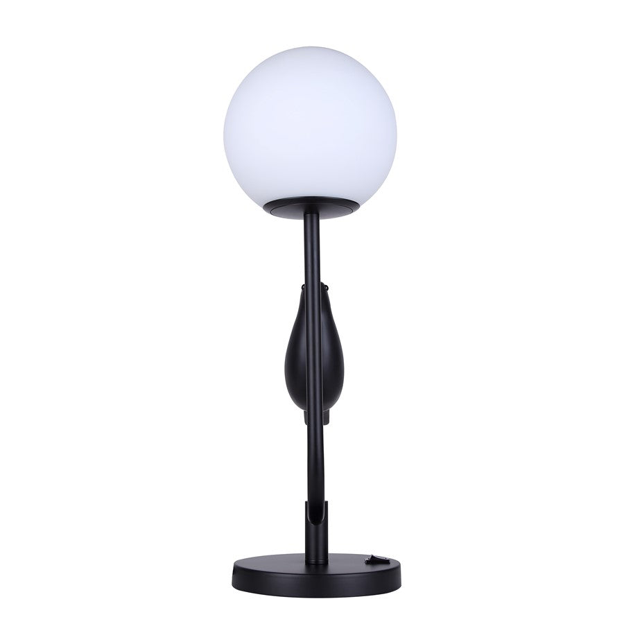 Canarm Avis 22in 1-Light Table Lamp | Matte Black and Opal Glass Shade | Bedroom & Living Room | 17 x 7 x 22 in | Model ITL2128B22BK
