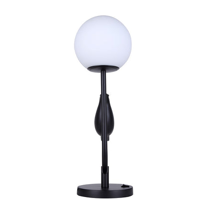 Canarm Avis 22in 1-Light Table Lamp | Matte Black and Opal Glass Shade | Bedroom & Living Room | 17 x 7 x 22 in | Model ITL2128B22BK