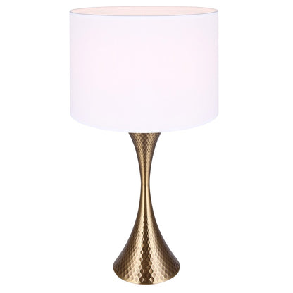 Canarm Mica 25in 1-Light Table Lamp | Hammered Gold and White Fabric Shade | Living Room & Bedroom | 13 x 13 x 25 in | Model ITL2129B26GD