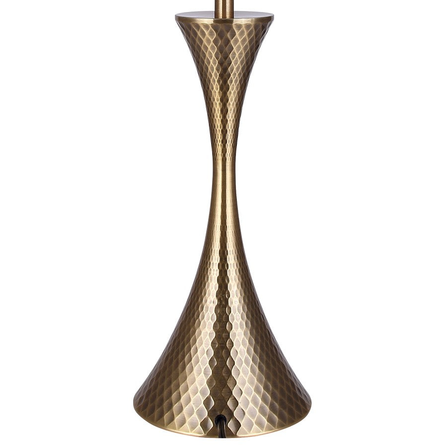 Canarm Mica 25in 1-Light Table Lamp | Hammered Gold and White Fabric Shade | Living Room & Bedroom | 13 x 13 x 25 in | Model ITL2129B26GD
