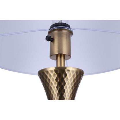 Canarm Mica 25in 1-Light Table Lamp | Hammered Gold and White Fabric Shade | Living Room & Bedroom | 13 x 13 x 25 in | Model ITL2129B26GD