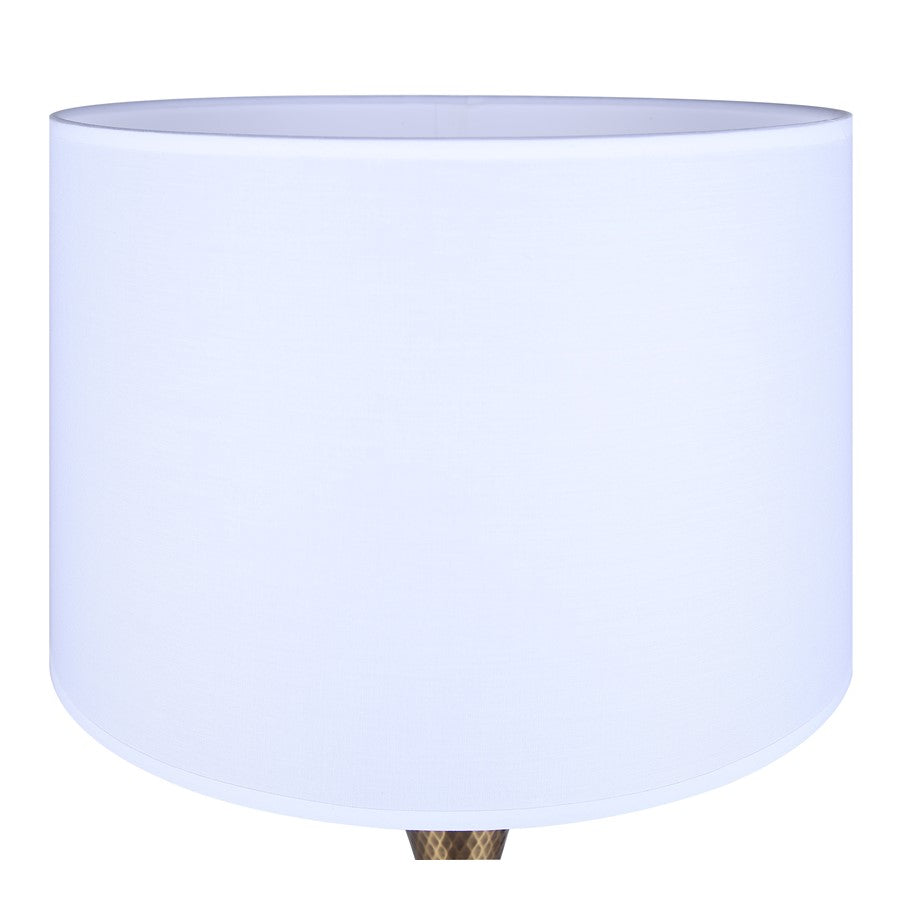 Canarm Mica 25in 1-Light Table Lamp | Hammered Gold and White Fabric Shade | Living Room & Bedroom | 13 x 13 x 25 in | Model ITL2129B26GD