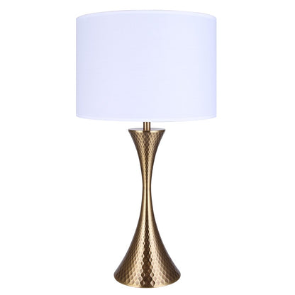Canarm Mica 25in 1-Light Table Lamp | Hammered Gold and White Fabric Shade | Living Room & Bedroom | 13 x 13 x 25 in | Model ITL2129B26GD