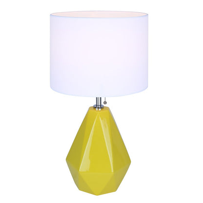 Canarm Persei 25in 1-Light Table Lamp | Vibrant Yellow and Chrome with White Fabric Shade | Bedroom & Living Room | Model ITL2130B25MY