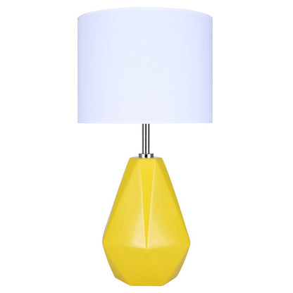 Canarm Persei 25in 1-Light Table Lamp | Vibrant Yellow and Chrome with White Fabric Shade | Bedroom & Living Room | Model ITL2130B25MY