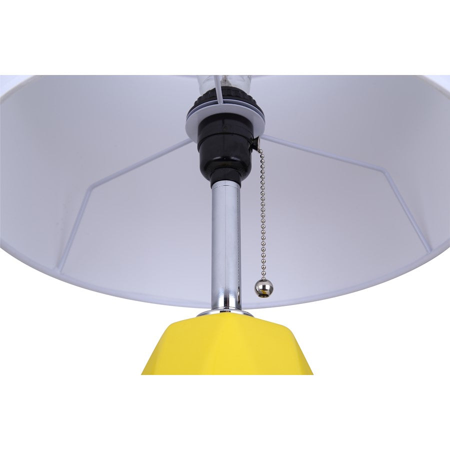 Canarm Persei 25in 1-Light Table Lamp | Vibrant Yellow and Chrome with White Fabric Shade | Bedroom & Living Room | Model ITL2130B25MY