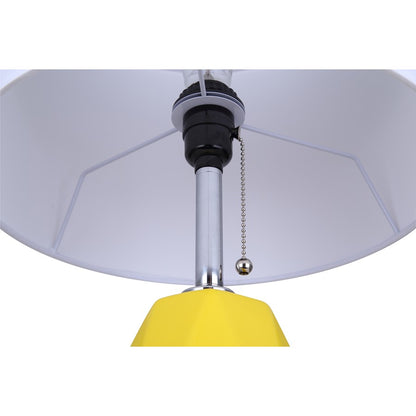 Canarm Persei 25in 1-Light Table Lamp | Vibrant Yellow and Chrome with White Fabric Shade | Bedroom & Living Room | Model ITL2130B25MY