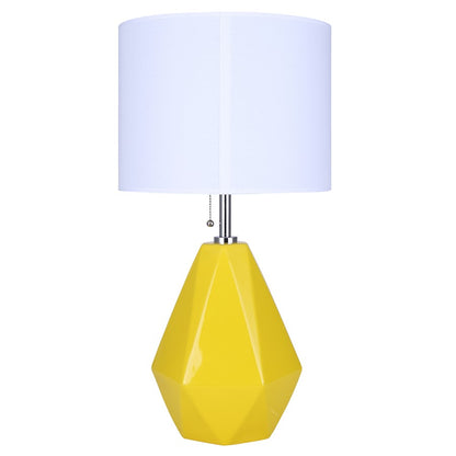 Canarm Persei 25in 1-Light Table Lamp | Vibrant Yellow and Chrome with White Fabric Shade | Bedroom & Living Room | Model ITL2130B25MY