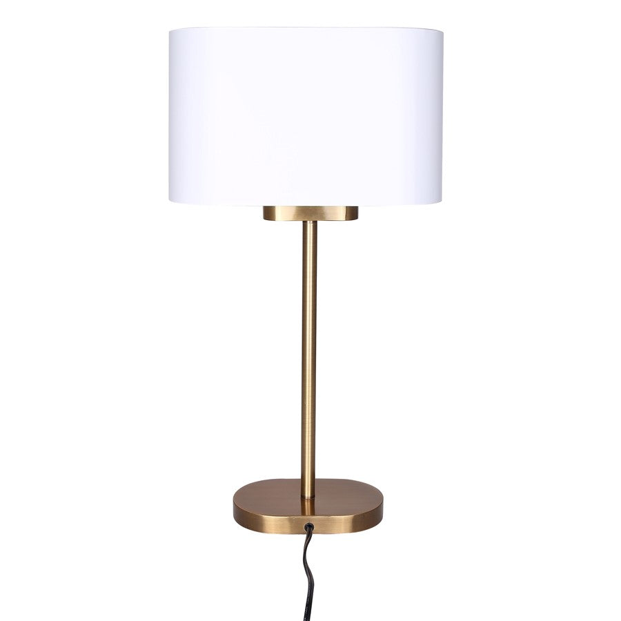 Canarm Kov 24in 1-Light Table Lamp | Gold and White Metal Shade | Bedroom & Reading Nook | 13 x 6 x 24 in | Model ITL2132B24GDW