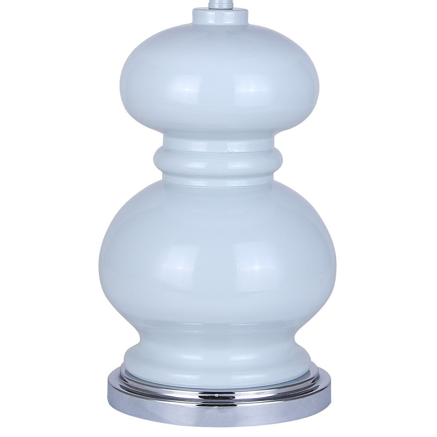 Canarm Biely 22.75in 1-Light Table Lamp | Light Blue and Chrome with White Fabric Shade | Bedroom & Living Room | Model ITL2133B23BC