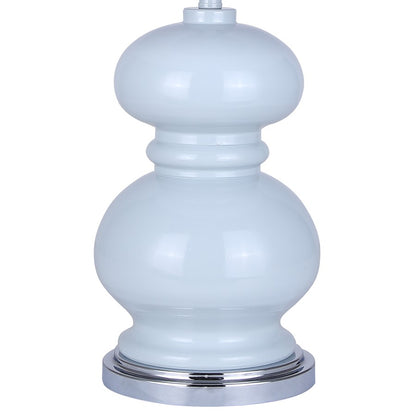 Canarm Biely 22.75in 1-Light Table Lamp | Light Blue and Chrome with White Fabric Shade | Bedroom & Living Room | Model ITL2133B23BC