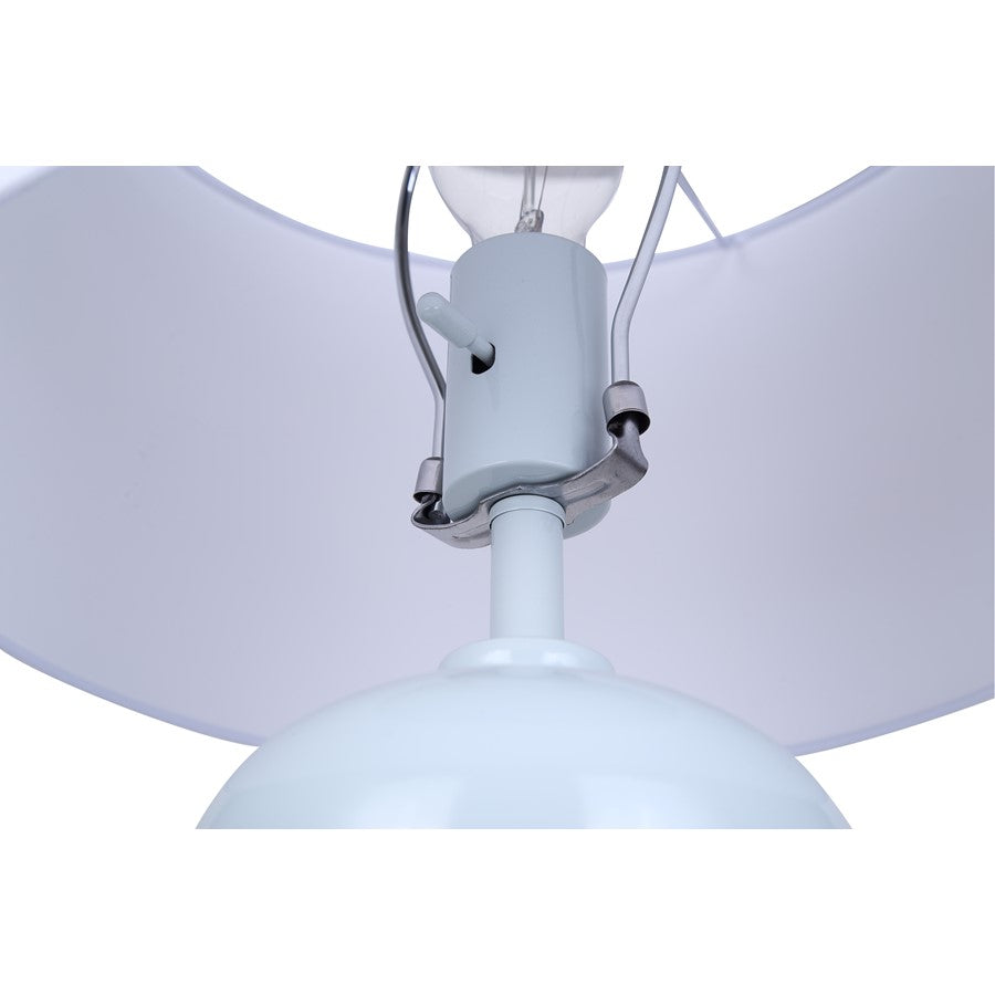 Canarm Biely 22.75in 1-Light Table Lamp | Light Blue and Chrome with White Fabric Shade | Bedroom & Living Room | Model ITL2133B23BC
