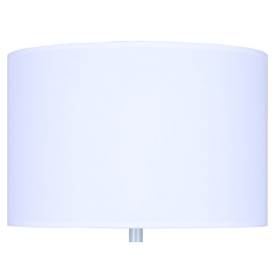Canarm Biely 22.75in 1-Light Table Lamp | Light Blue and Chrome with White Fabric Shade | Bedroom & Living Room | Model ITL2133B23BC