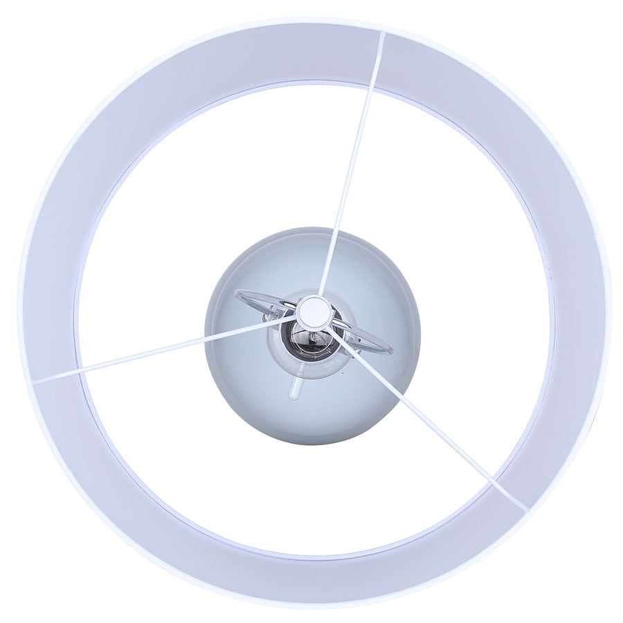Canarm Biely 22.75in 1-Light Table Lamp | Light Blue and Chrome with White Fabric Shade | Bedroom & Living Room | Model ITL2133B23BC
