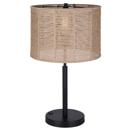 Canarm Lano 24in 1-Light Table Lamp | Modern Matte Black and Rope Shade | Bedroom & Living Room Accent | 13.75 x 13.75 x 24 in | Model ITL2134B24BK