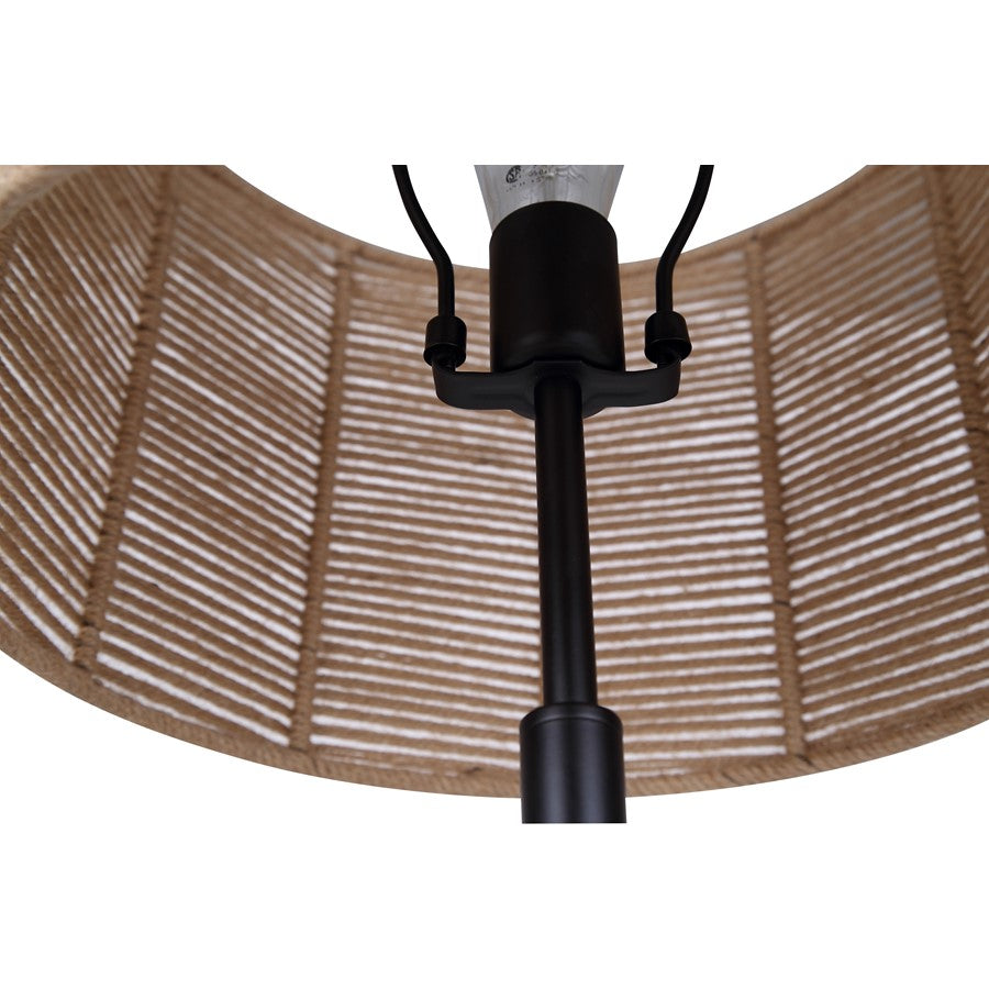 Canarm Lano 24in 1-Light Table Lamp | Modern Matte Black and Rope Shade | Bedroom & Living Room Accent | 13.75 x 13.75 x 24 in | Model ITL2134B24BK