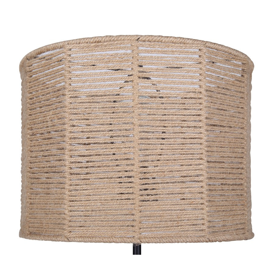 Canarm Lano 24in 1-Light Table Lamp | Modern Matte Black and Rope Shade | Bedroom & Living Room Accent | 13.75 x 13.75 x 24 in | Model ITL2134B24BK