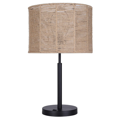 Canarm Lano 24in 1-Light Table Lamp | Modern Matte Black and Rope Shade | Bedroom & Living Room Accent | 13.75 x 13.75 x 24 in | Model ITL2134B24BK