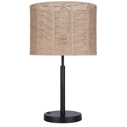 Canarm Lano 24in 1-Light Table Lamp | Modern Matte Black and Rope Shade | Bedroom & Living Room Accent | 13.75 x 13.75 x 24 in | Model ITL2134B24BK