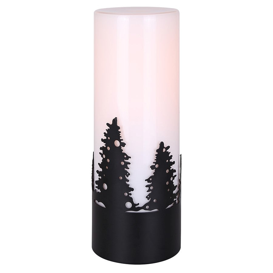 Canarm Silvia 12.75in 1-Light Table Lamp | Nature-Inspired Matte Black and Opal Glass | Bedside & Office Accent | Model ITL2135B13BK