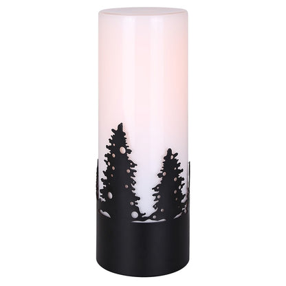 Canarm Silvia 12.75in 1-Light Table Lamp | Nature-Inspired Matte Black and Opal Glass | Bedside & Office Accent | Model ITL2135B13BK