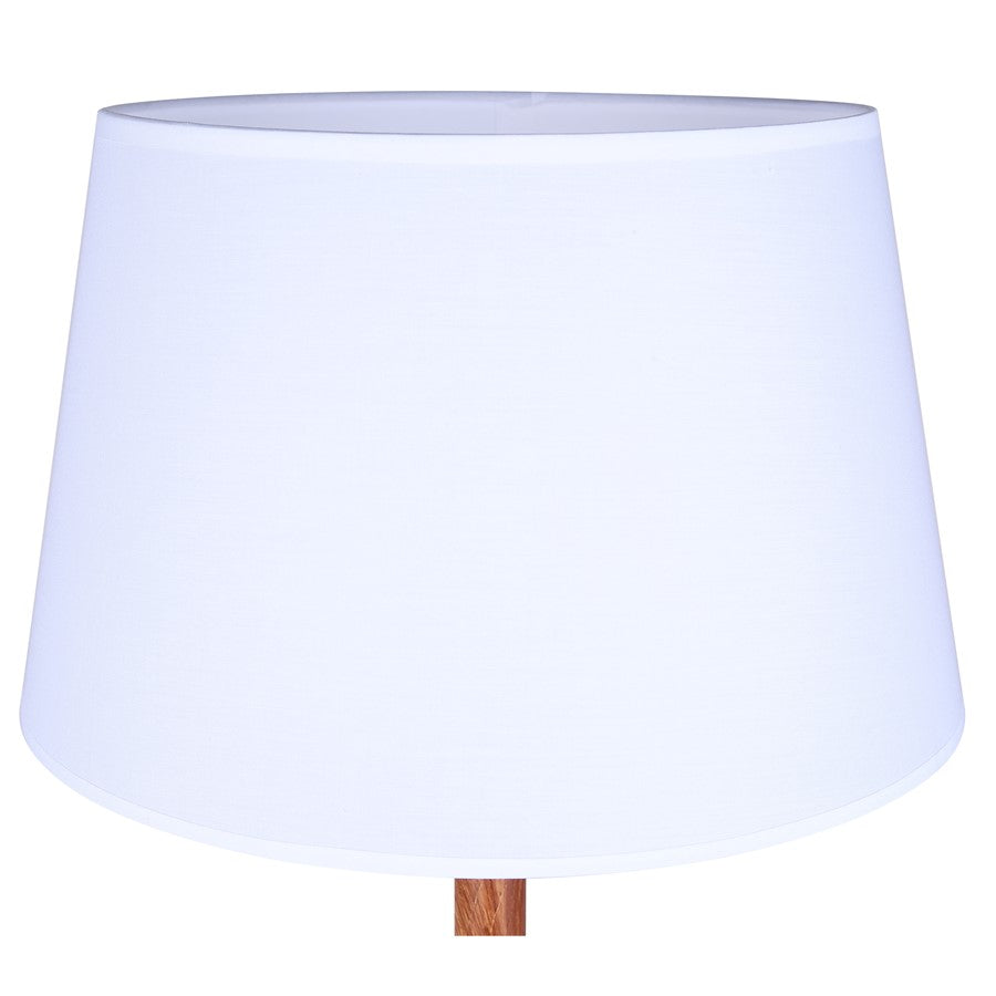 Canarm Maly 25.5in 1-Light Table Lamp | Brushed Nickel and Faux Wood with White Fabric Shade | Bedroom & Office with USB-C | Model ITL2137B26BNW