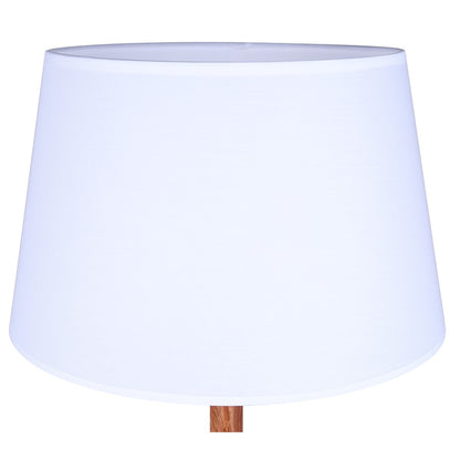 Canarm Maly 25.5in 1-Light Table Lamp | Brushed Nickel and Faux Wood with White Fabric Shade | Bedroom & Office with USB-C | Model ITL2137B26BNW