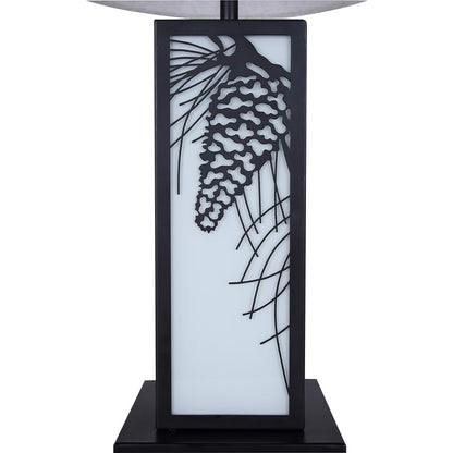 Canarm Coy 26in 2-Light Table Lamp | Farmhouse Matte Black and Fabric Shade with LED Base | Bedroom & Living Room | Model ITL2138B26BK