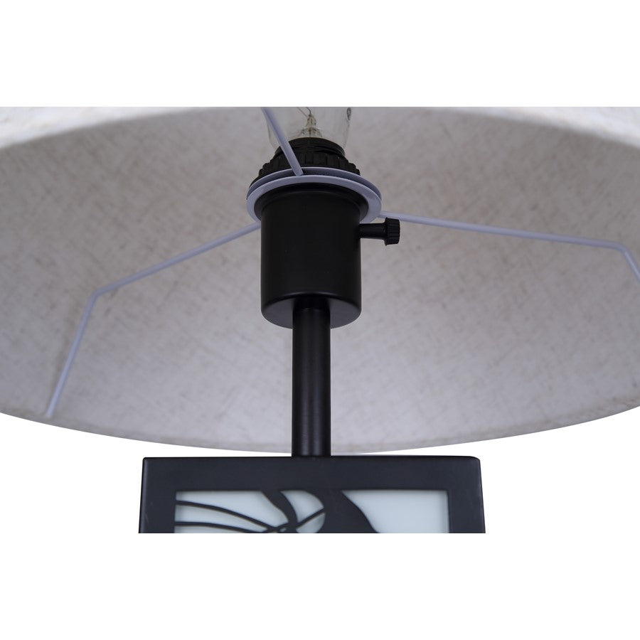 Canarm Coy 26in 2-Light Table Lamp | Farmhouse Matte Black and Fabric Shade with LED Base | Bedroom & Living Room | Model ITL2138B26BK