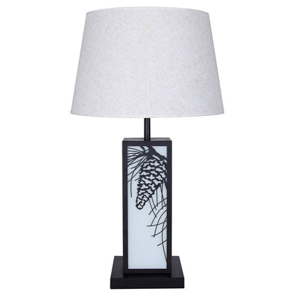 Canarm Coy 26in 2-Light Table Lamp | Farmhouse Matte Black and Fabric Shade with LED Base | Bedroom & Living Room | Model ITL2138B26BK