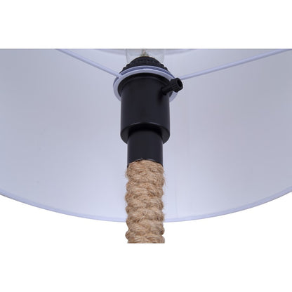 Canarm Sidro 26in 1-Light Table Lamp | Nautical Matte Black and Rope Accents White Fabric Shade | Bedroom & Living Room | Model ITL2139B26BK