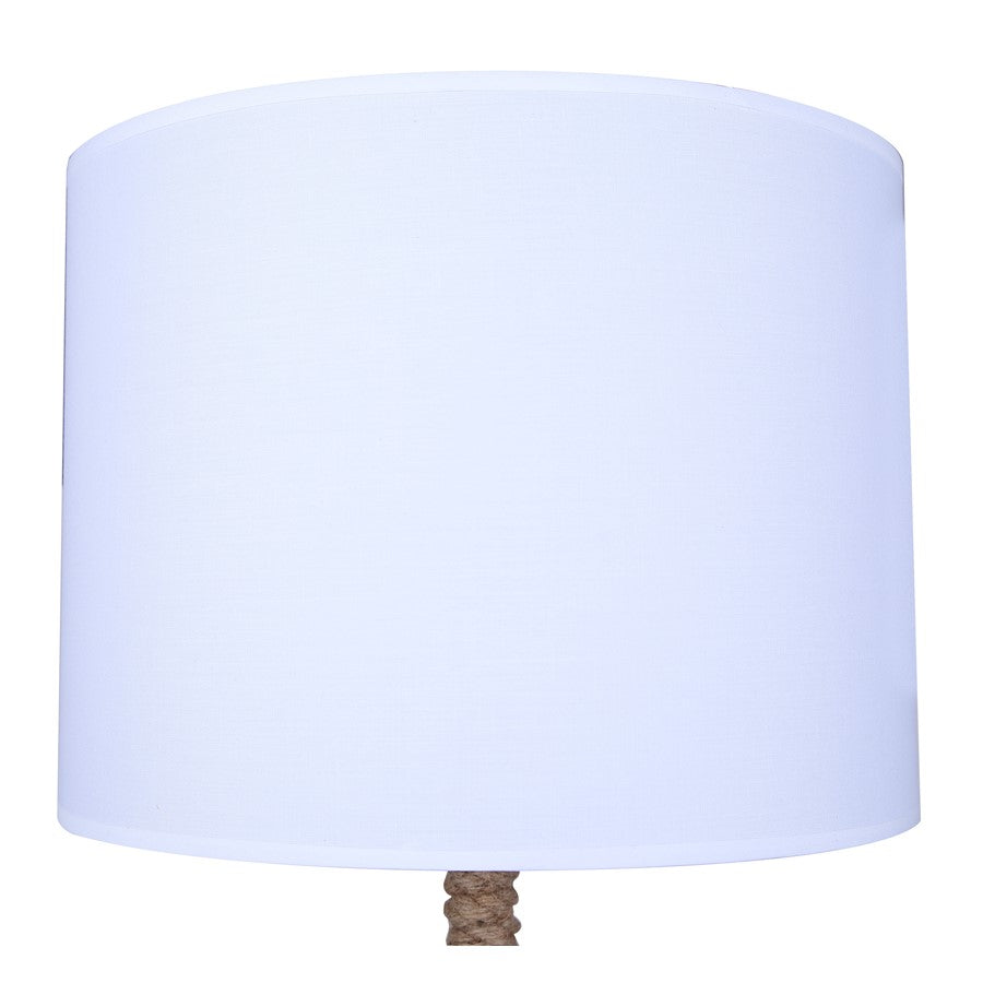 Canarm Sidro 26in 1-Light Table Lamp | Nautical Matte Black and Rope Accents White Fabric Shade | Bedroom & Living Room | Model ITL2139B26BK
