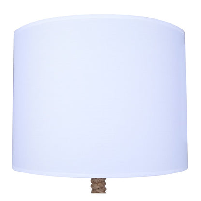 Canarm Sidro 26in 1-Light Table Lamp | Nautical Matte Black and Rope Accents White Fabric Shade | Bedroom & Living Room | Model ITL2139B26BK