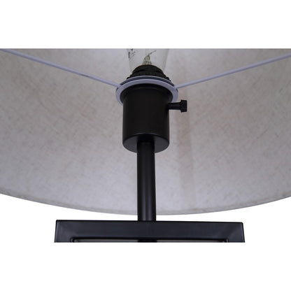 Canarm Willow 26in 1-Light Table Lamp | Modern Matte Black and Leaf Motif Natural Fabric Shade | Living Room & Bedroom | Model ITL2140B26BK