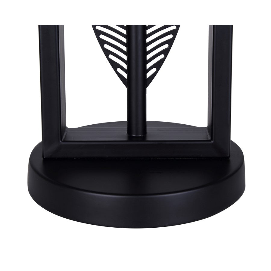 Canarm Willow 26in 1-Light Table Lamp | Modern Matte Black and Leaf Motif Natural Fabric Shade | Living Room & Bedroom | Model ITL2140B26BK