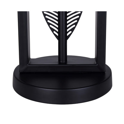 Canarm Willow 26in 1-Light Table Lamp | Modern Matte Black and Leaf Motif Natural Fabric Shade | Living Room & Bedroom | Model ITL2140B26BK