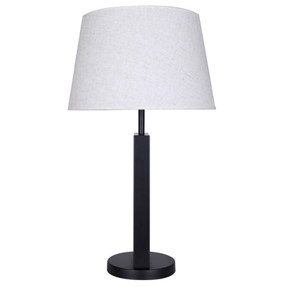 Canarm Willow 26in 1-Light Table Lamp | Modern Matte Black and Leaf Motif Natural Fabric Shade | Living Room & Bedroom | Model ITL2140B26BK