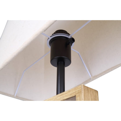 Canarm Burke 26in 1-Light Table Lamp | Modern Rustic Matte Black and Brushed Brown Geometric Base Neutral Fabric Shade | Model ITL2141B26BKB