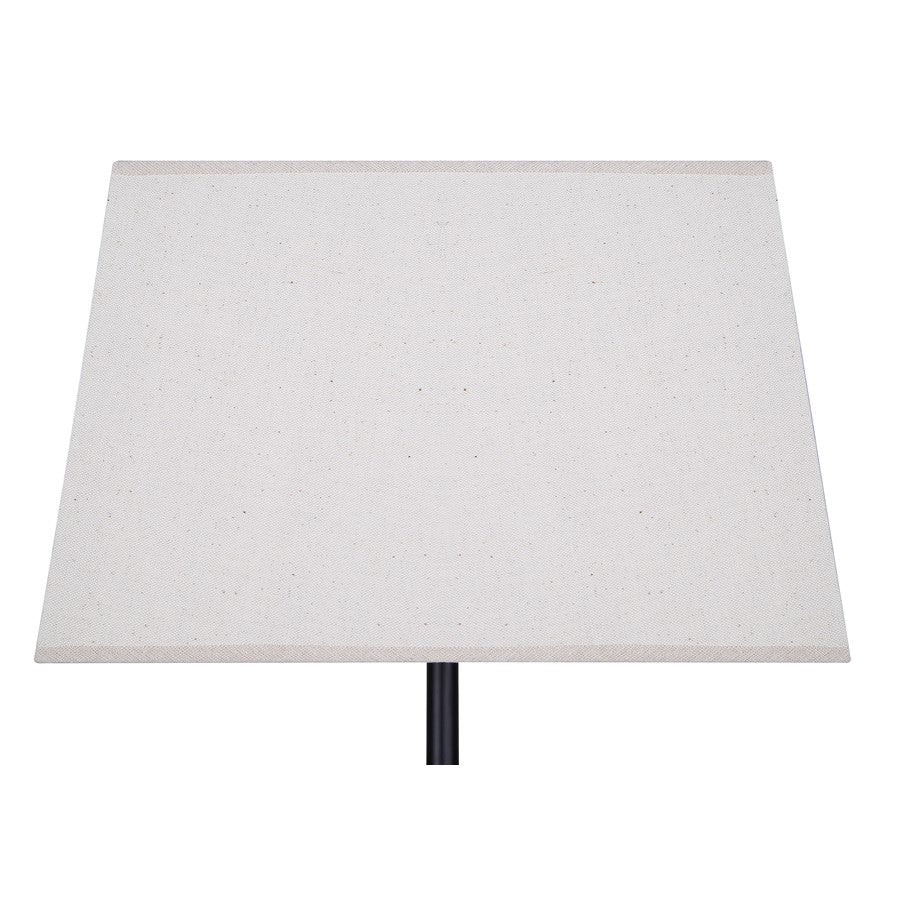Canarm Burke 26in 1-Light Table Lamp | Modern Rustic Matte Black and Brushed Brown Geometric Base Neutral Fabric Shade | Model ITL2141B26BKB