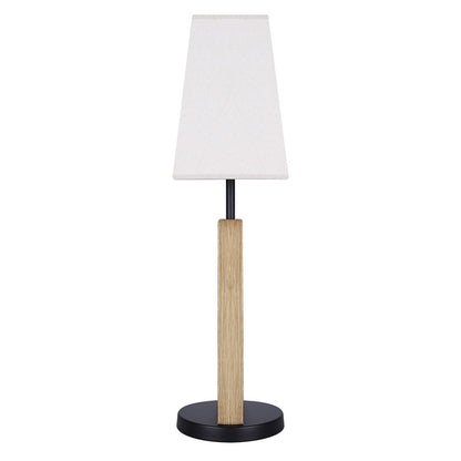 Canarm Burke 26in 1-Light Table Lamp | Modern Rustic Matte Black and Brushed Brown Geometric Base Neutral Fabric Shade | Model ITL2141B26BKB