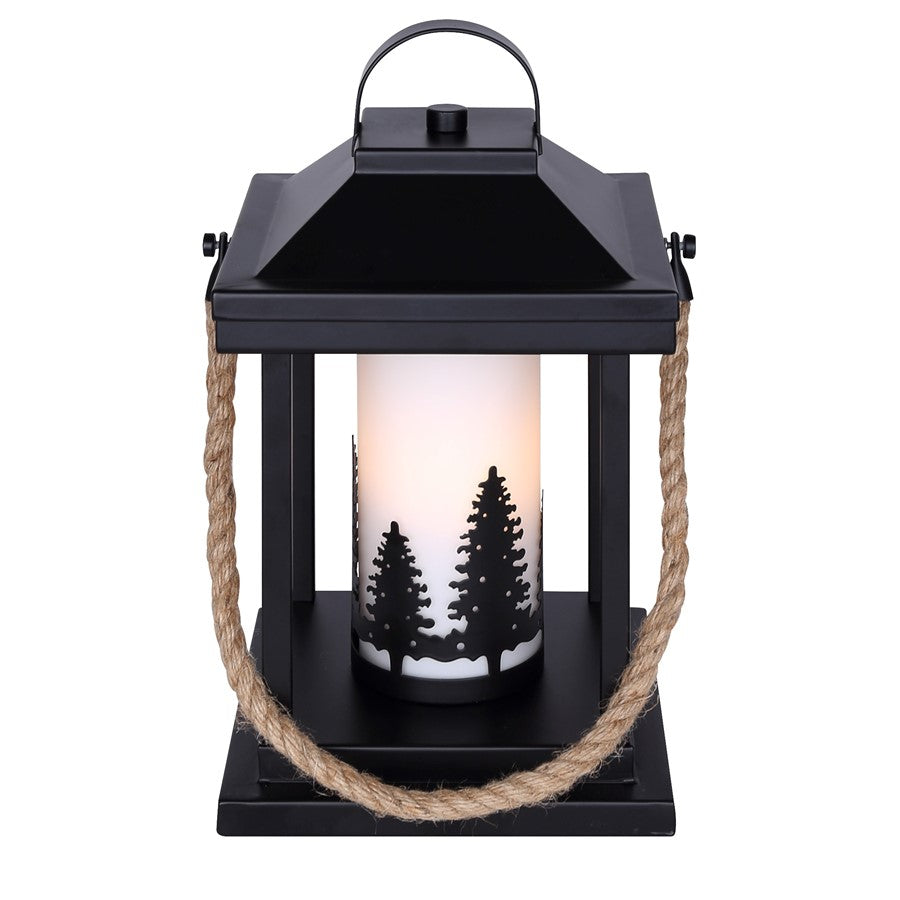 Canarm Collie 12.75in 1-Light Table Lamp | Rustic Matte Black and Rope with Opal Glass Shade | Bedside & Living Room | Model ITL2143B13BKR