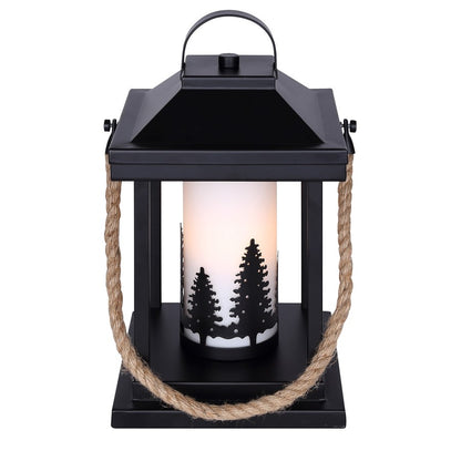 Canarm Collie 12.75in 1-Light Table Lamp | Rustic Matte Black and Rope with Opal Glass Shade | Bedside & Living Room | Model ITL2143B13BKR