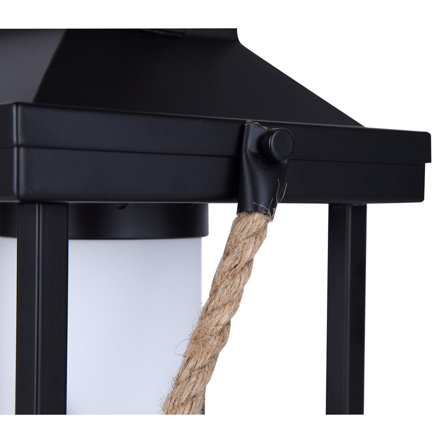 Canarm Collie 12.75in 1-Light Table Lamp | Rustic Matte Black and Rope with Opal Glass Shade | Bedside & Living Room | Model ITL2143B13BKR