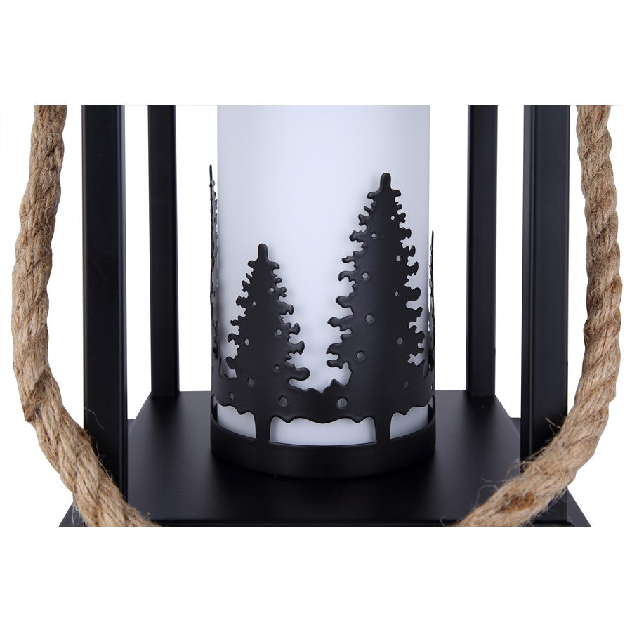 Canarm Collie 12.75in 1-Light Table Lamp | Rustic Matte Black and Rope with Opal Glass Shade | Bedside & Living Room | Model ITL2143B13BKR