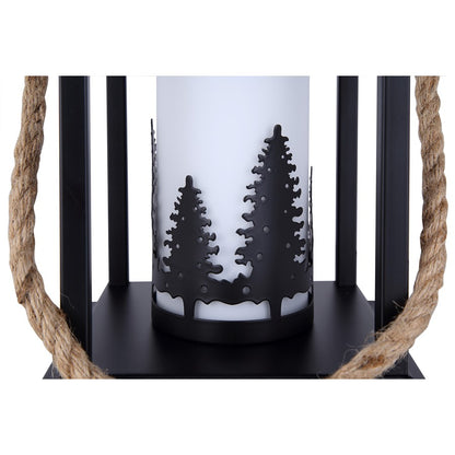 Canarm Collie 12.75in 1-Light Table Lamp | Rustic Matte Black and Rope with Opal Glass Shade | Bedside & Living Room | Model ITL2143B13BKR