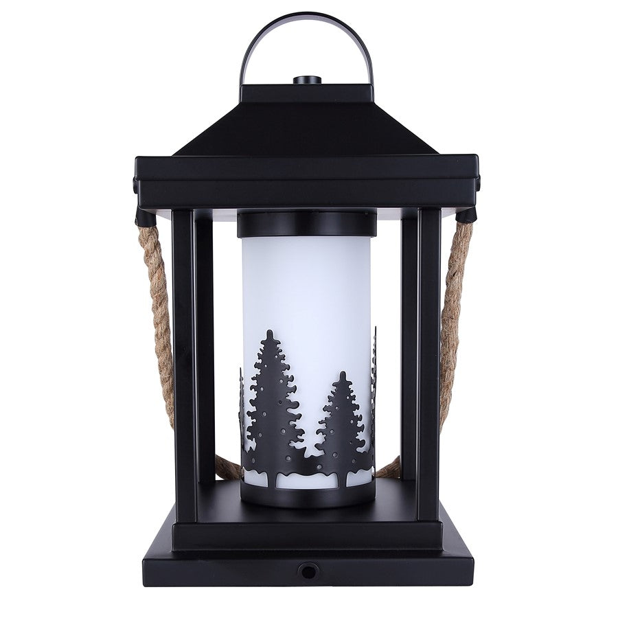 Canarm Collie 12.75in 1-Light Table Lamp | Rustic Matte Black and Rope with Opal Glass Shade | Bedside & Living Room | Model ITL2143B13BKR