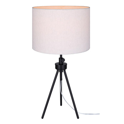 Canarm Holt 27.25in 1-Light Table Lamp | Modern Matte Black Tripod with Natural Fabric Shade | Bedside & Hallway | Model ITL2144B26BK