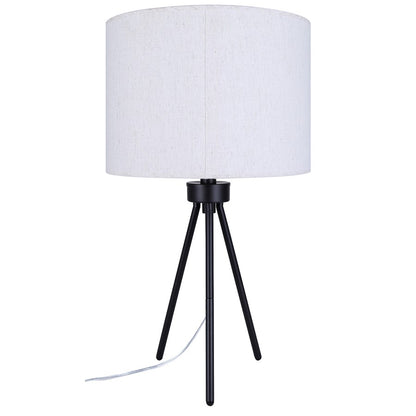 Canarm Holt 27.25in 1-Light Table Lamp | Modern Matte Black Tripod with Natural Fabric Shade | Bedside & Hallway | Model ITL2144B26BK