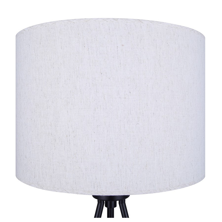 Canarm Holt 27.25in 1-Light Table Lamp | Modern Matte Black Tripod with Natural Fabric Shade | Bedside & Hallway | Model ITL2144B26BK