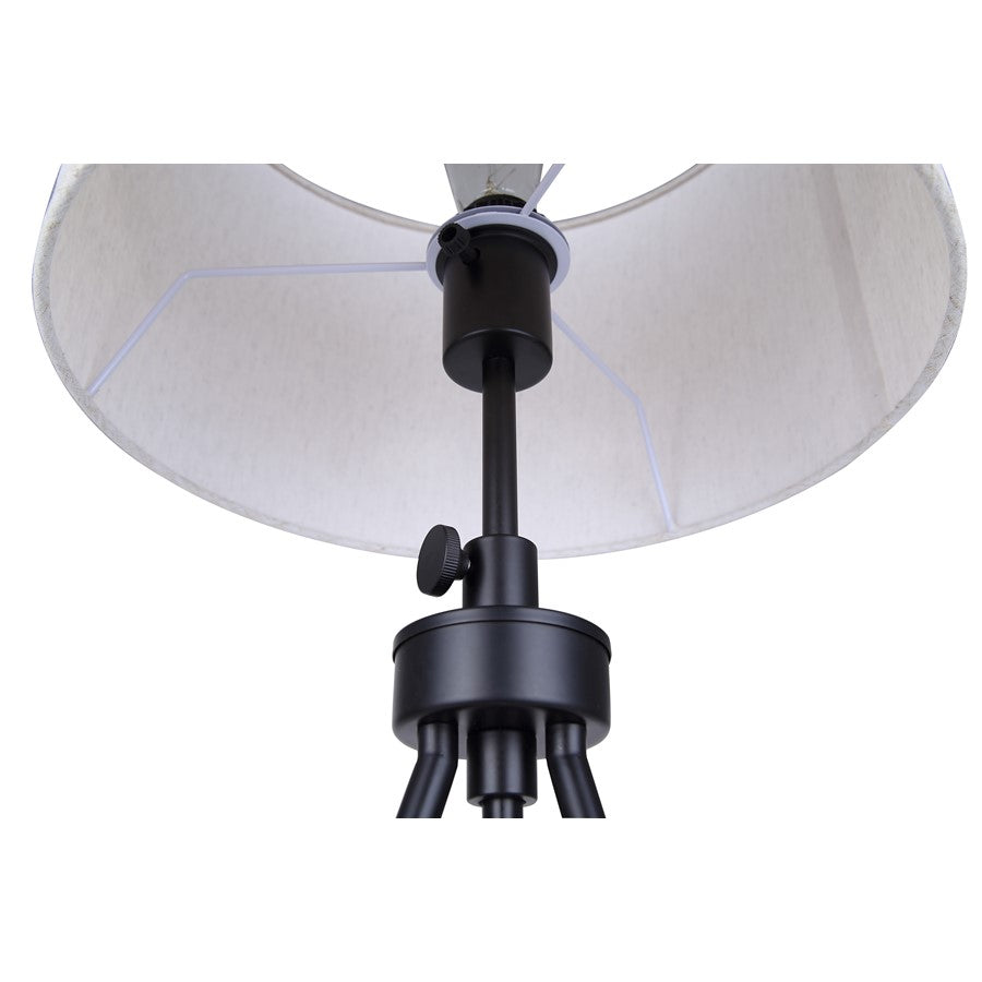 Canarm Holt 27.25in 1-Light Table Lamp | Modern Matte Black Tripod with Natural Fabric Shade | Bedside & Hallway | Model ITL2144B26BK
